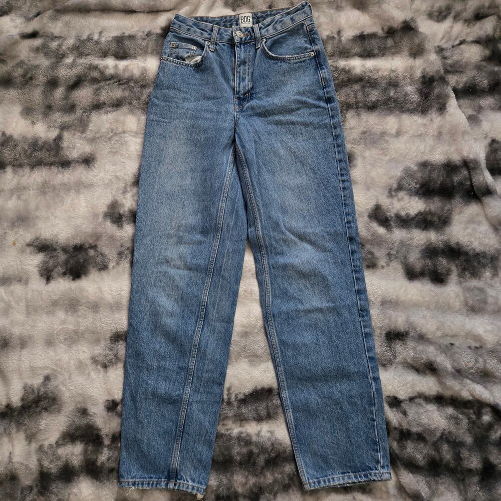 BDG Urban Outfitters Baggy High Rise Straight Jeans Size 25 Blue Denim
